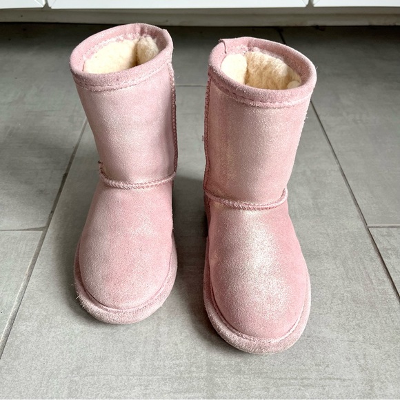 BEARPAW | Pink Glitter Suede Boot with wool lining Toddler size 9 - Picture 2 of 9